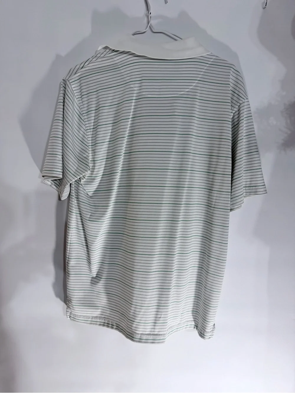 Grand Slam White Polo with Thin Green Stripes